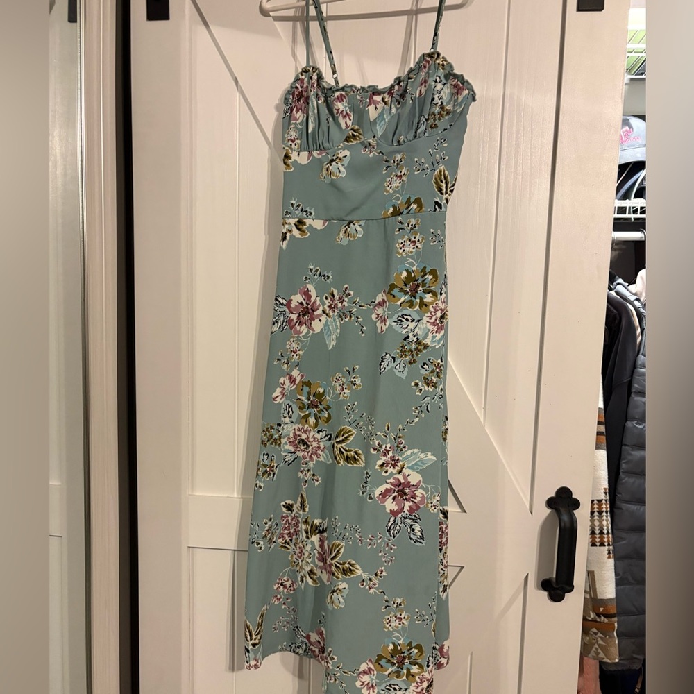 Speechless Strapless Floral Dress in Green and Pink